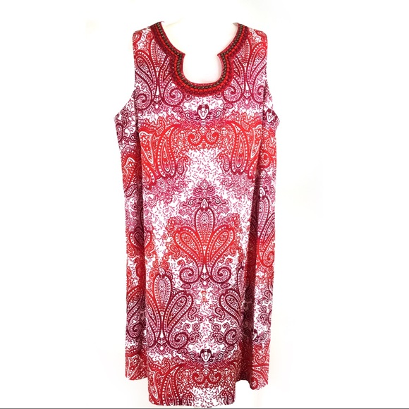 London Times Dresses & Skirts - London Times Beaded Sleeveless Red Dress 14W 14